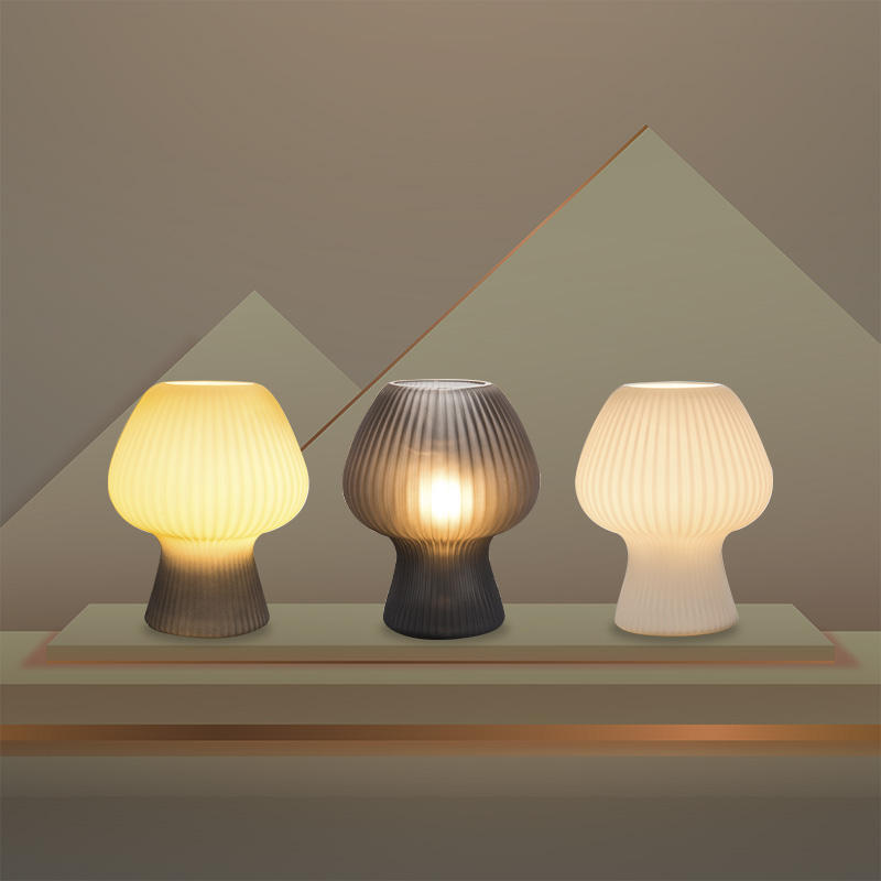 Vintage Ribbed Glass Mushroom Lamp
