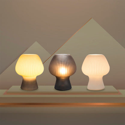 Vintage Ribbed Glass Mushroom Lamp