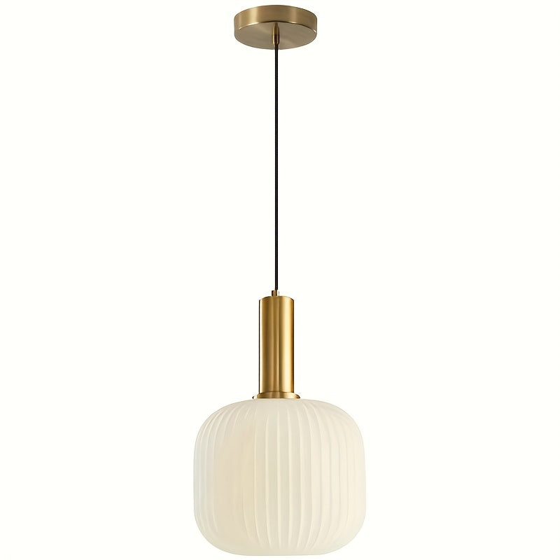Ribbed Glass & Brass Pendant Light