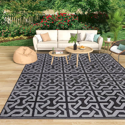 Reversible Black & Grey Outdoor Rug