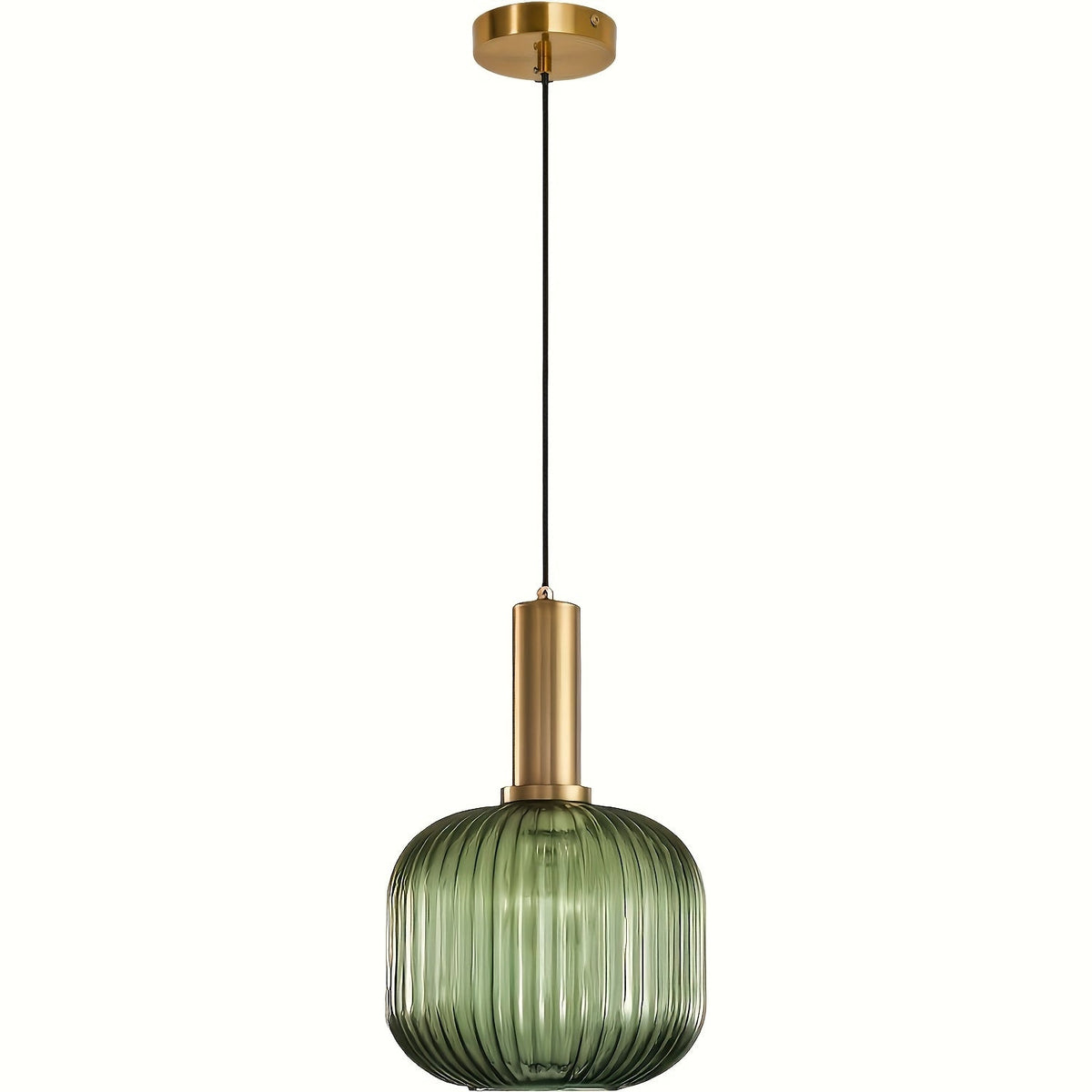 Ribbed Glass & Brass Pendant Light