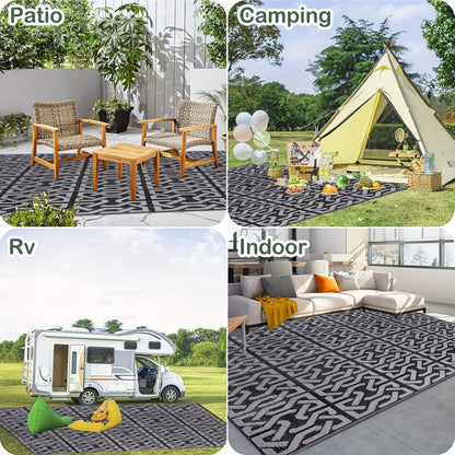 Reversible Black & Grey Outdoor Rug