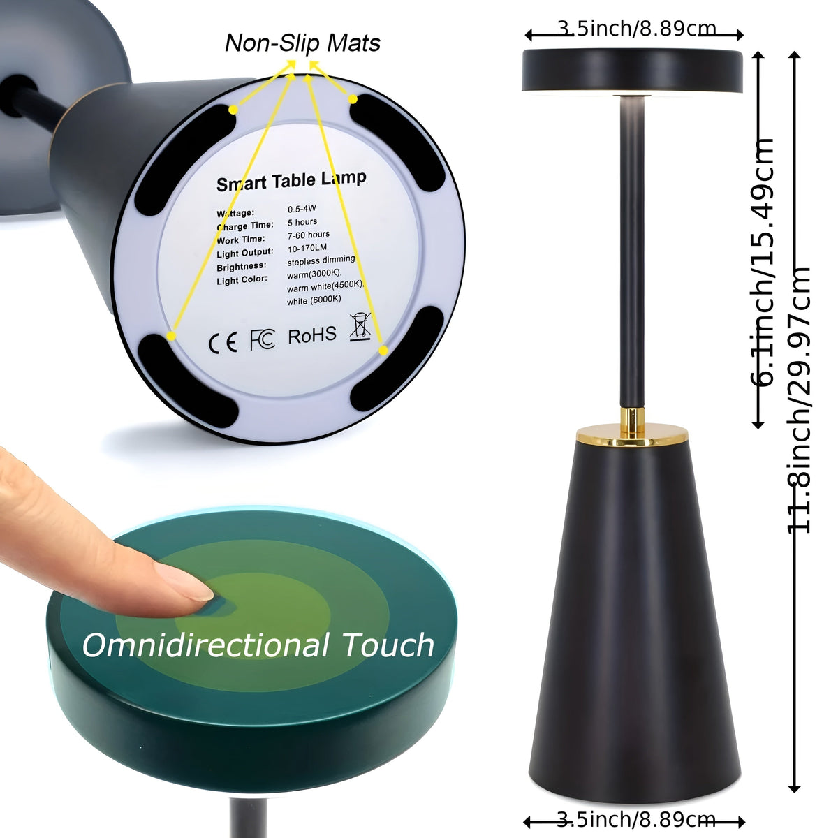 Sleek Wireless Rechargeable Lamp