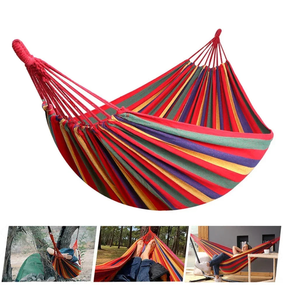 Striped Canvas Double Hammock Swing Bed