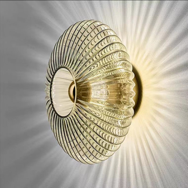 Rippled Glass Disc Wall Sconce