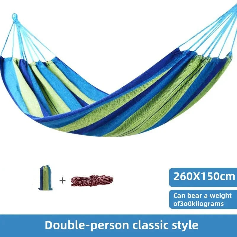 Striped Canvas Double Hammock Swing Bed