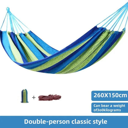 Striped Canvas Double Hammock Swing Bed