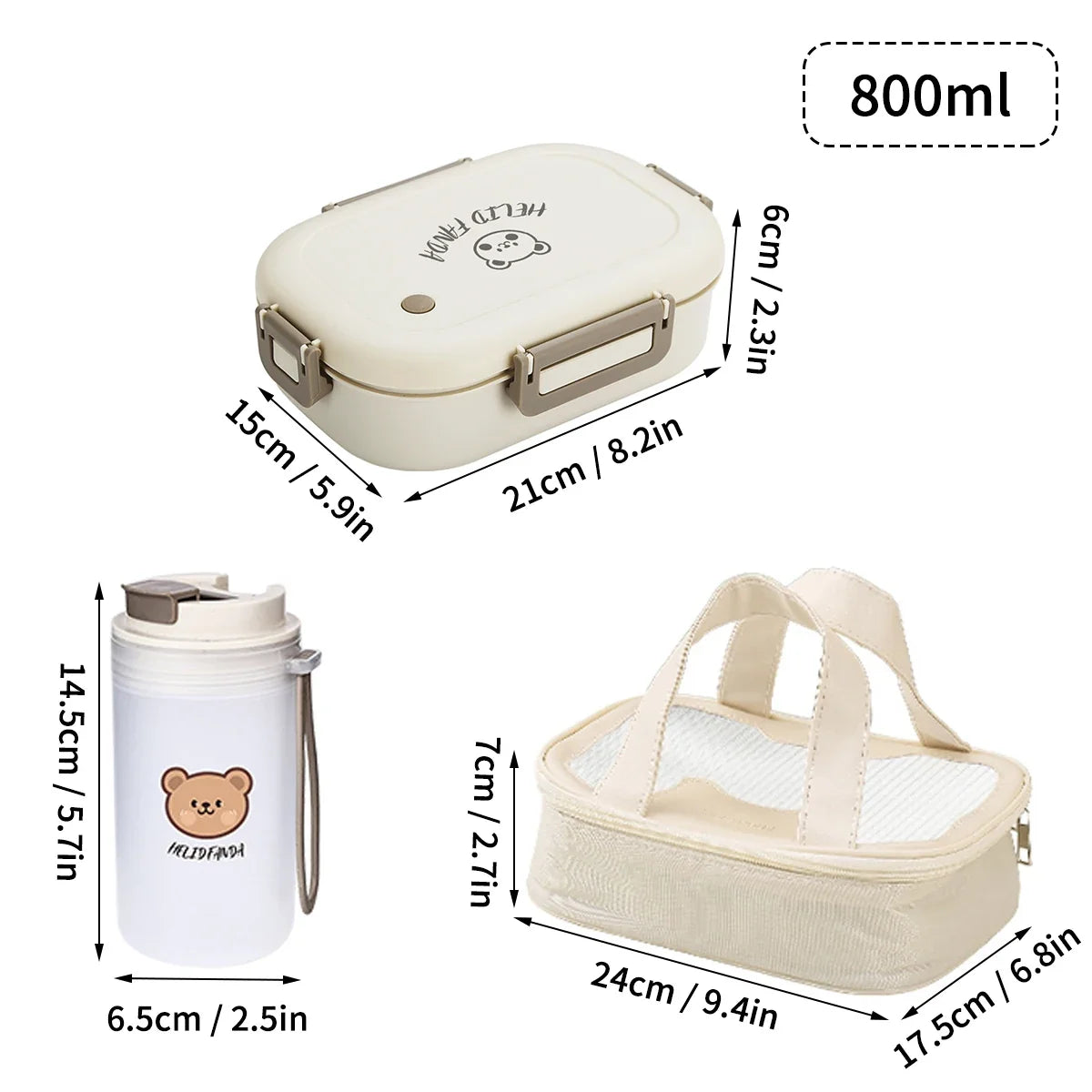 FreshMate 800ml 3-Compartment Bento Box