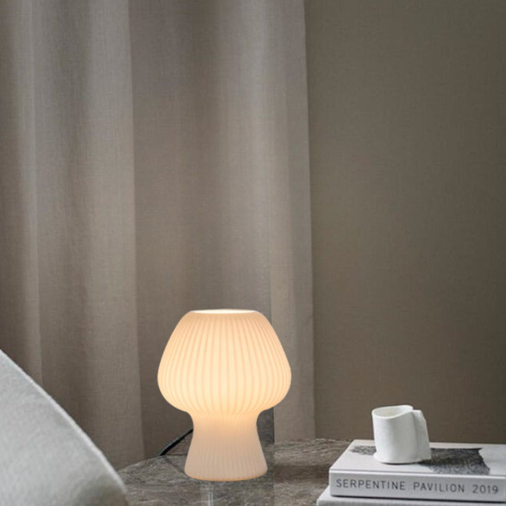 Vintage Ribbed Glass Mushroom Lamp