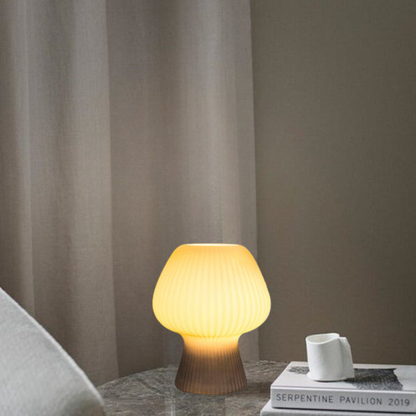 Vintage Ribbed Glass Mushroom Lamp