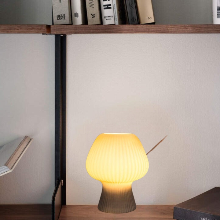 Vintage Ribbed Glass Mushroom Lamp