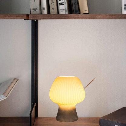 Vintage Ribbed Glass Mushroom Lamp