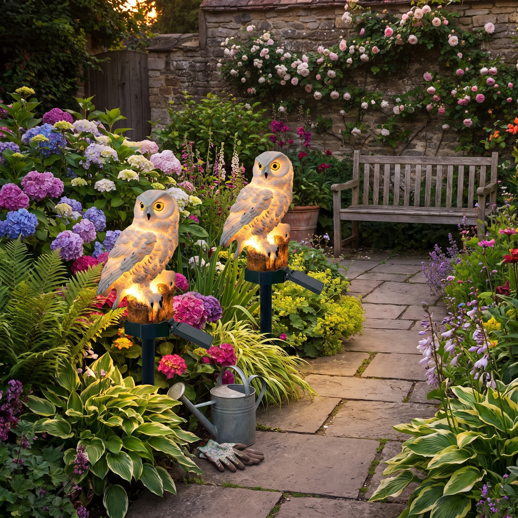 Garden Light Solar Owl Outdoor Pathway Stake Lamp lifestyle 2