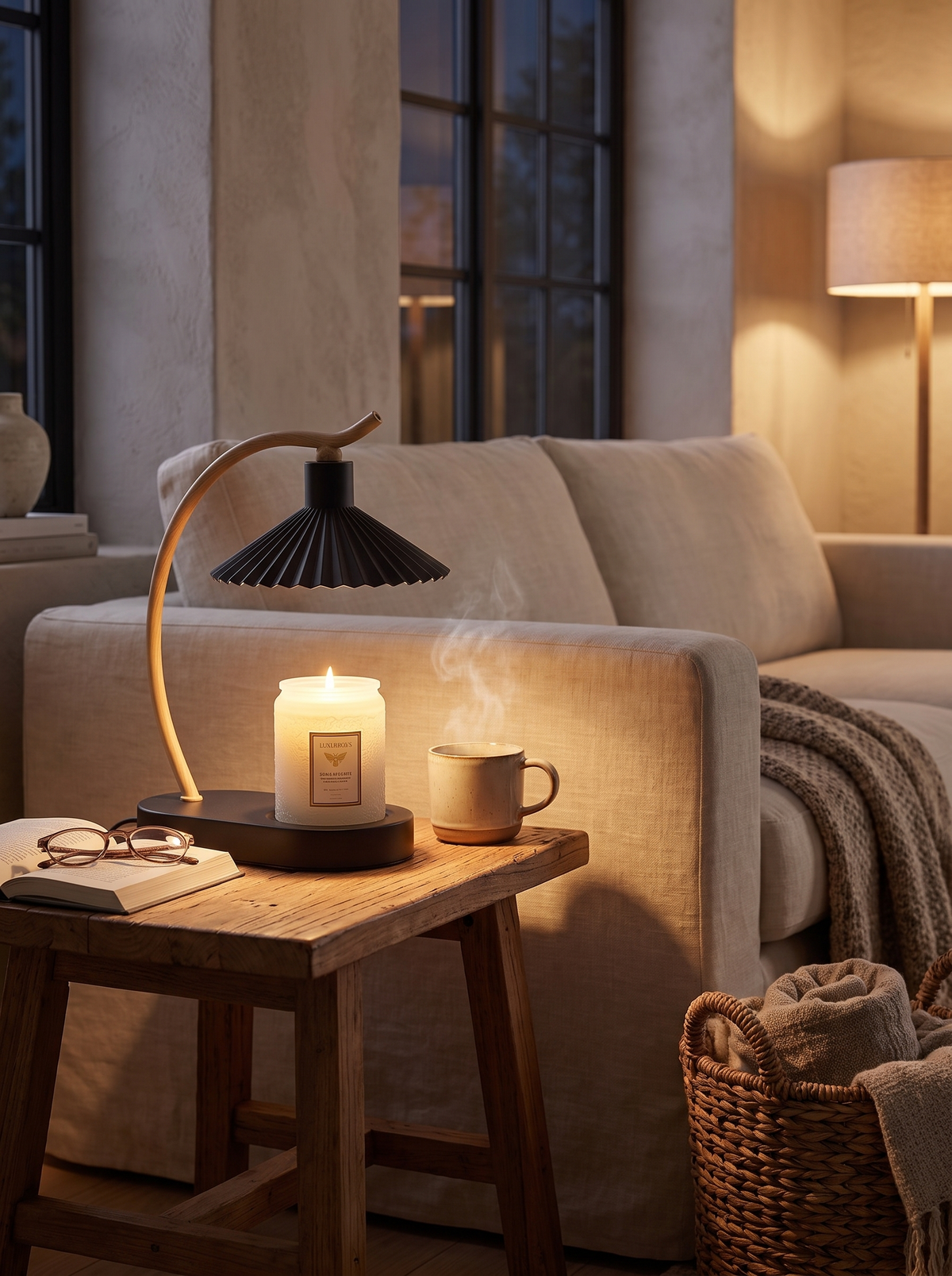 Vanessa Candle Warmer Lamp releasing scent over a candle