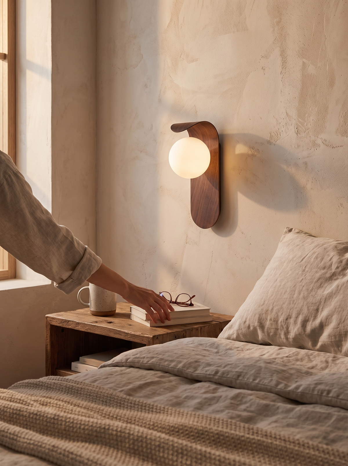 Icar Scandinavian LED Wall Lamp frosted globe glowing without glare