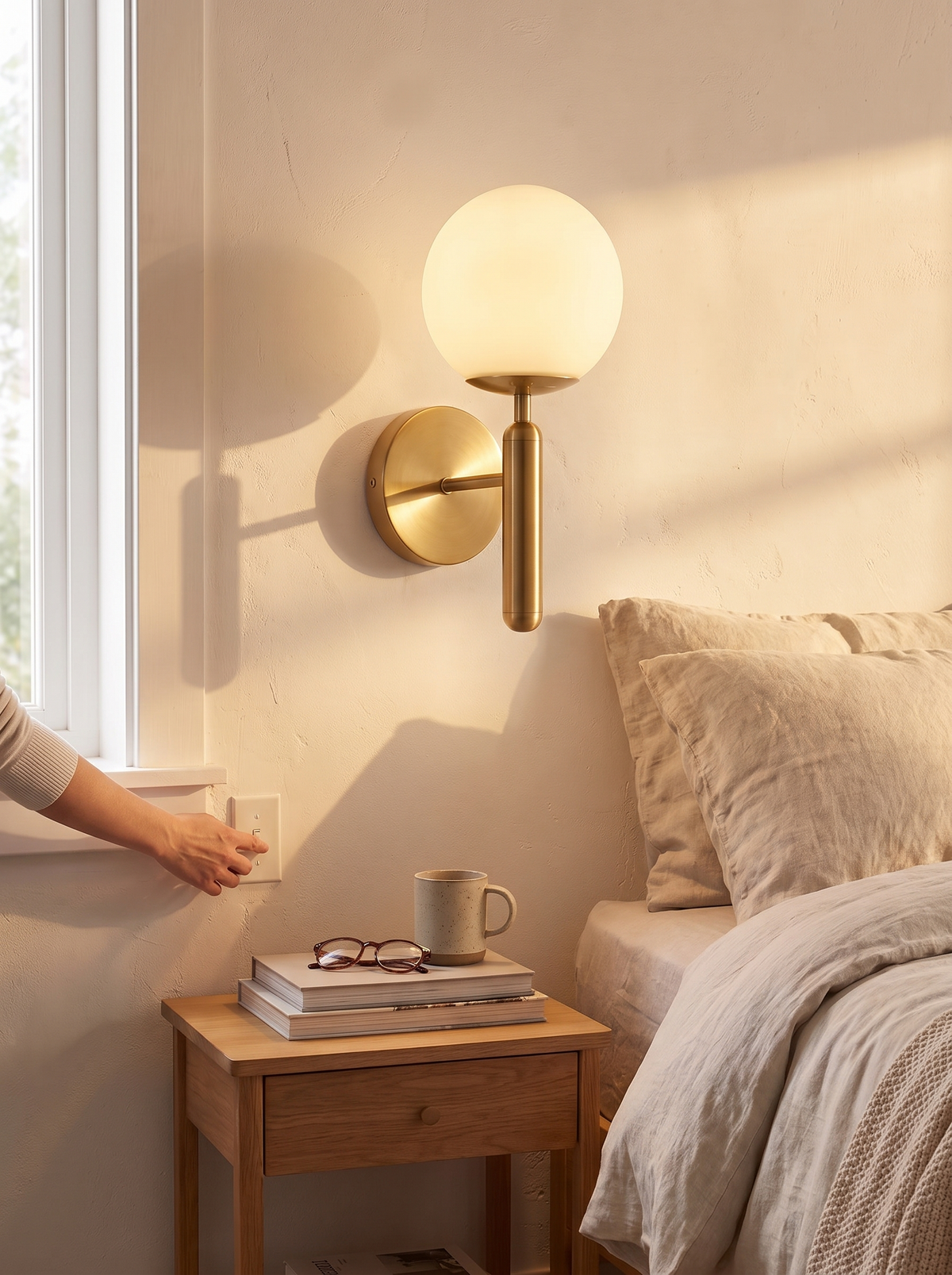 Glass Globe Wall Sconce fitted in a hallway and a bedroom