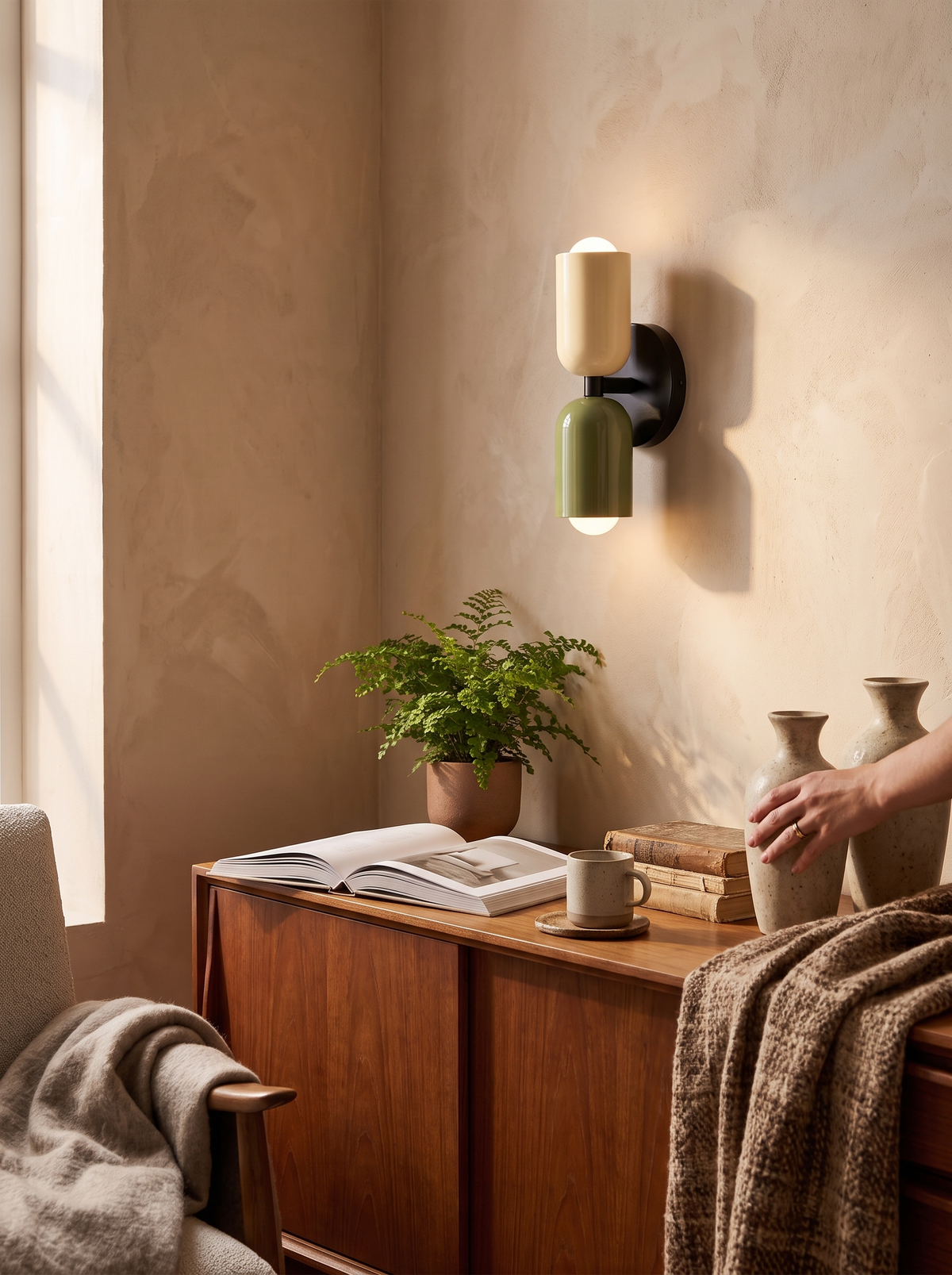 Macaron Colourful Bedside Wall Lamp in painted iron with soft tones