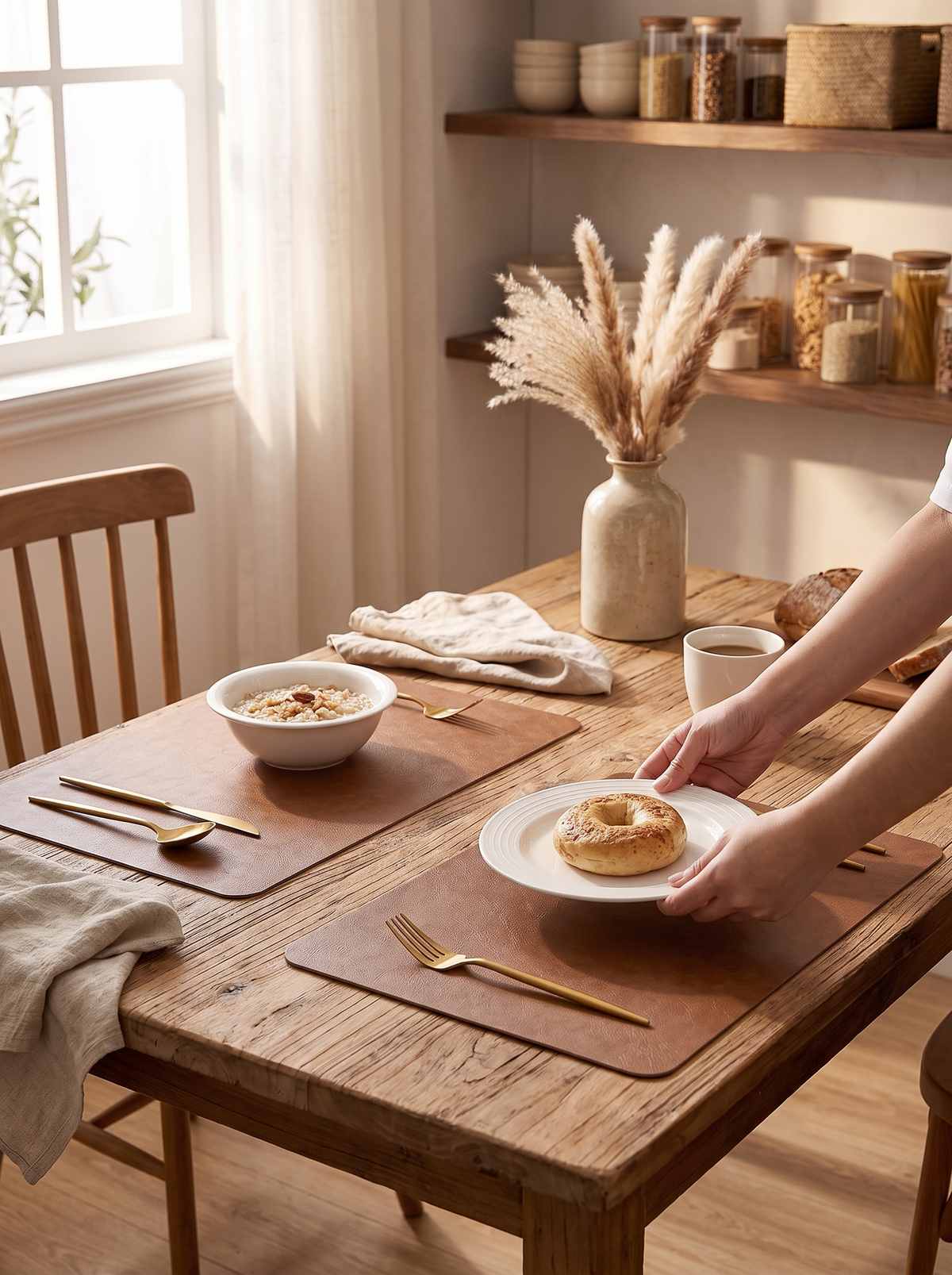 Hot plate resting on a two millimetre placemat above a polished table