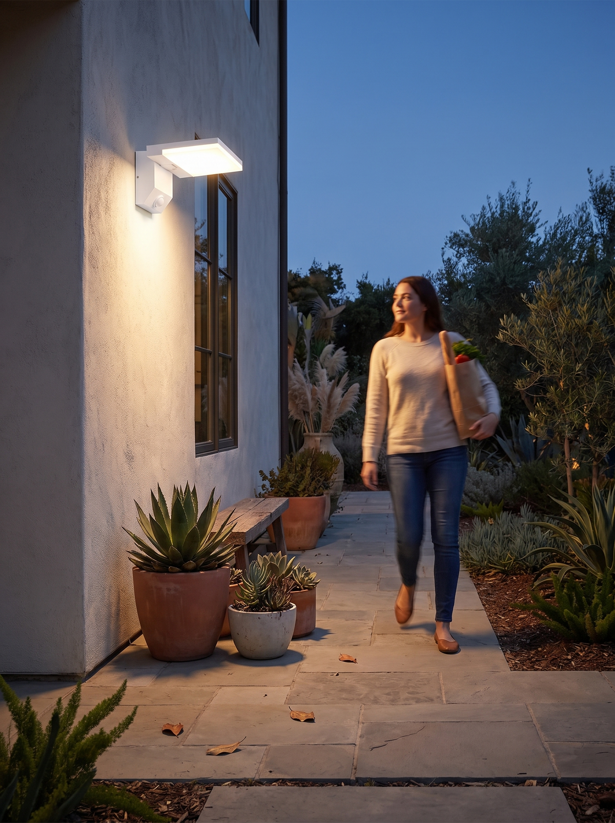 Motion sensor version of the LumiFold lighting a side passage