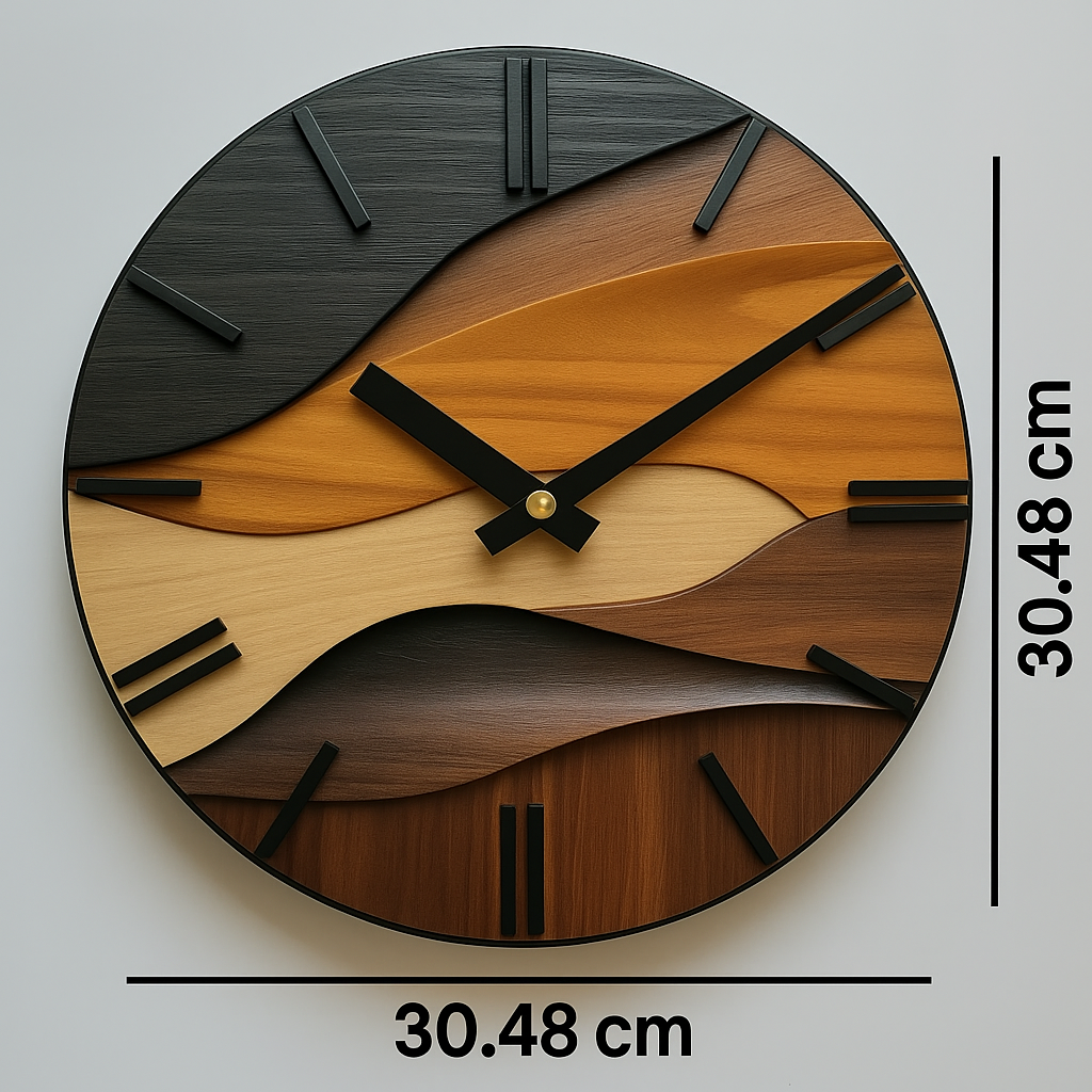Faux Wood Grain Round Wall Clock