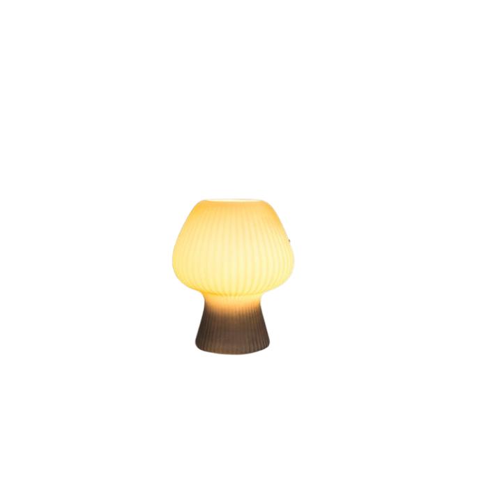 Vintage Ribbed Glass Mushroom Lamp